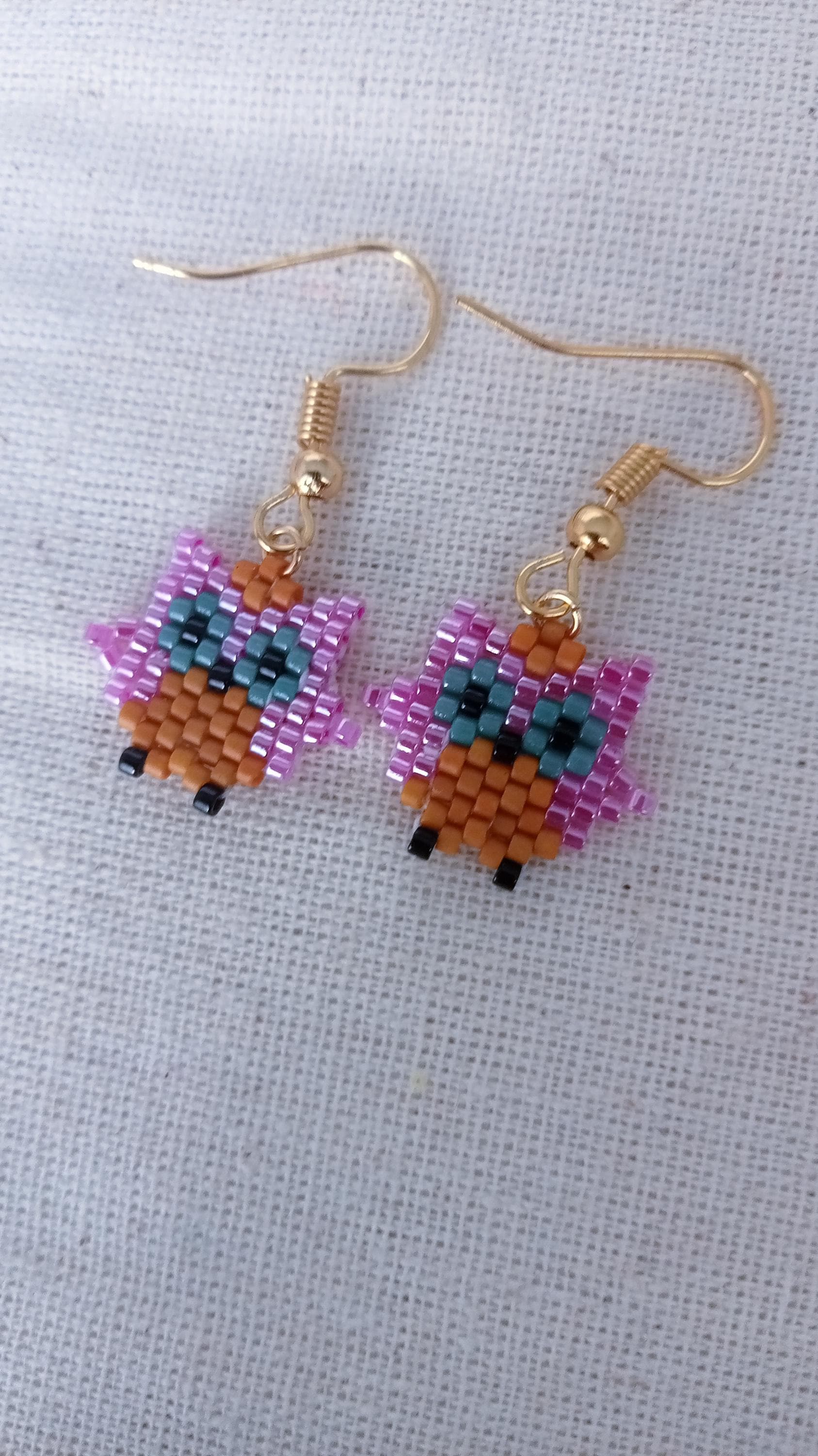 Eule Ohrringe, Miyuki Zarte Perlen Tropfen Handgemachter Schmuck, Ohrringe von TZCJewelry