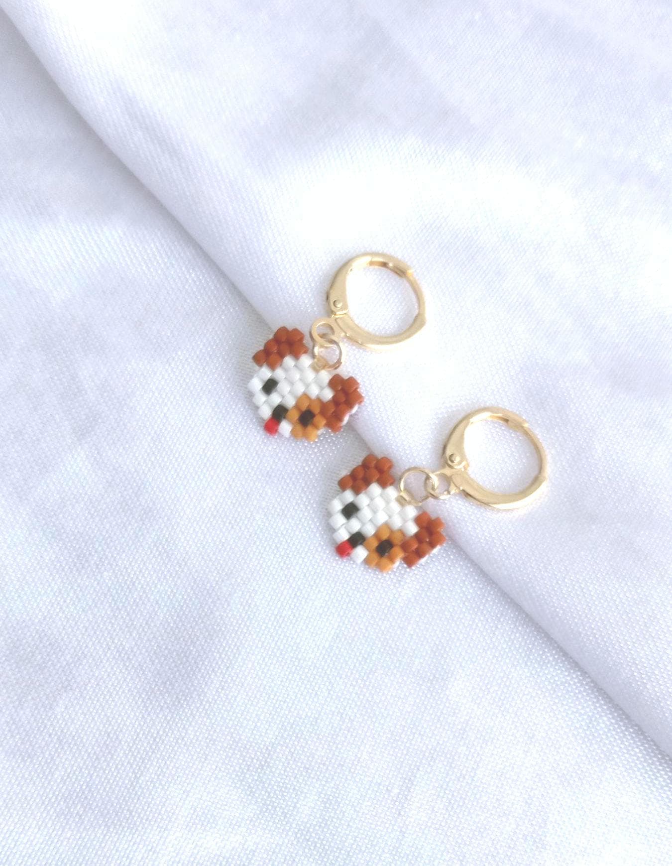 Hund Ohrringe, Miyuki Perlen Brick Stich Ohrringe von TZCJewelry