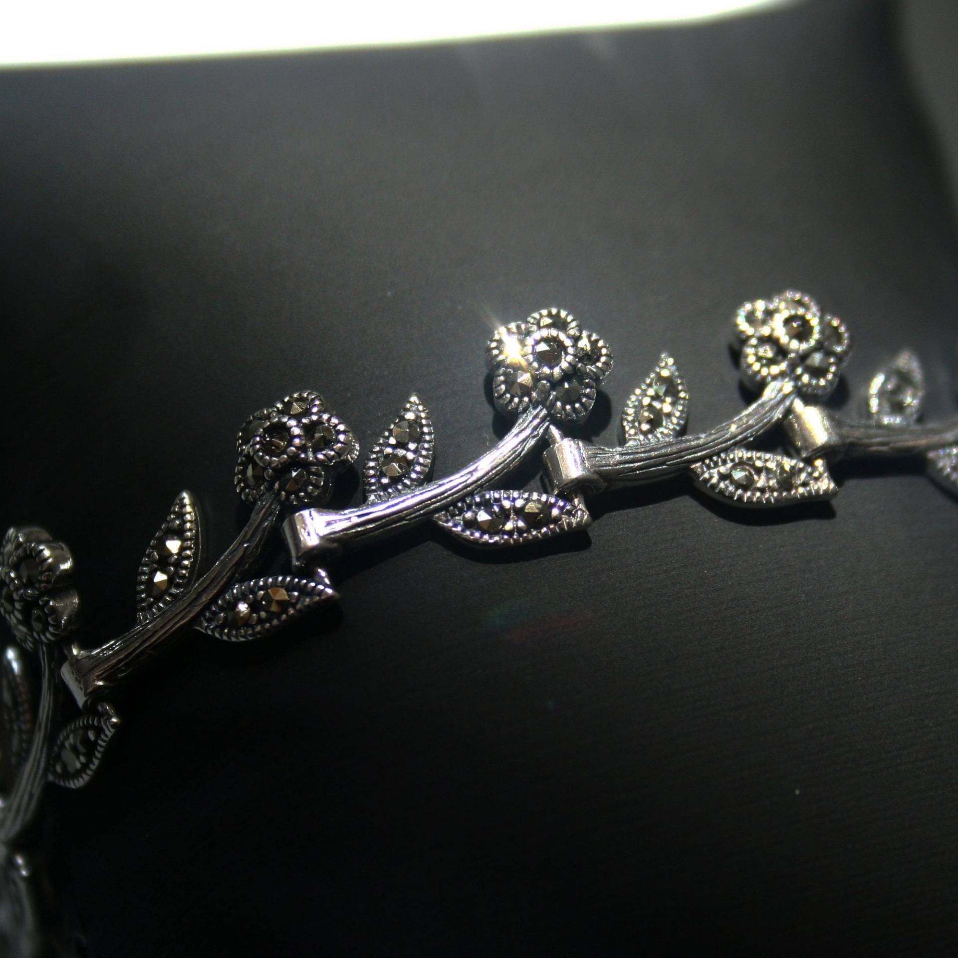 Markasit Armband | 925 Sterling Silber Silber-Markasit Armbänder Blumen Geschenke Für Frauen Damen Schmuck Markasit Armband | 925 Sterling Silber Silber-Markasit Armbänder Blumen Geschenke Für Frauen Damen Schmuck von TZCJewelry