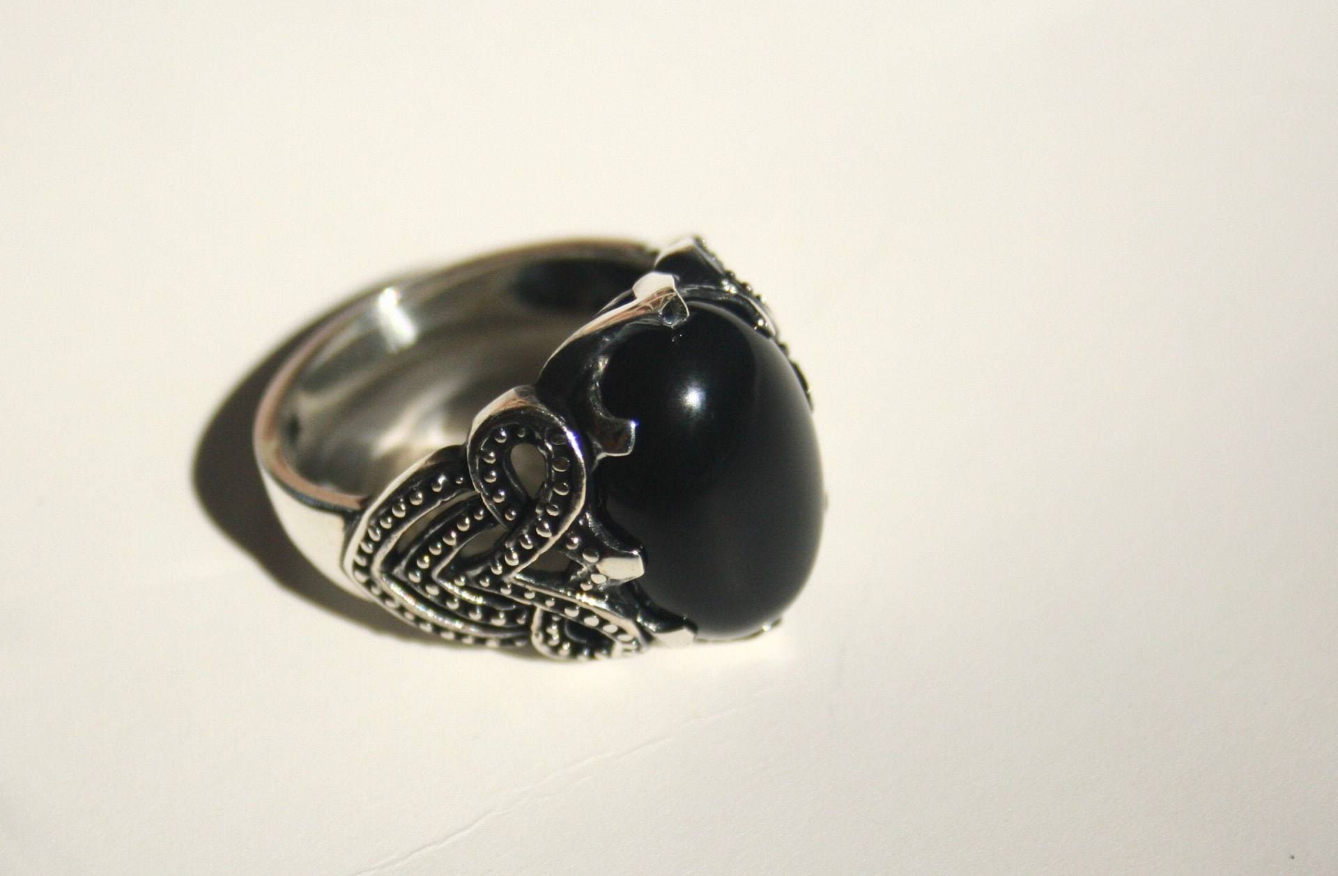 Onyx 925 Sterling Silber Herrenring | Herren Ringe Onyxstein Schwarzer von TZCJewelry