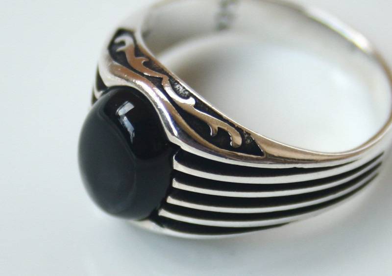 Onyx Ring, Herrenring, 925 Sterling Silber Ring Für Männer, Stein , Geschenk Frau, Steinring, Herrenring von TZCJewelry