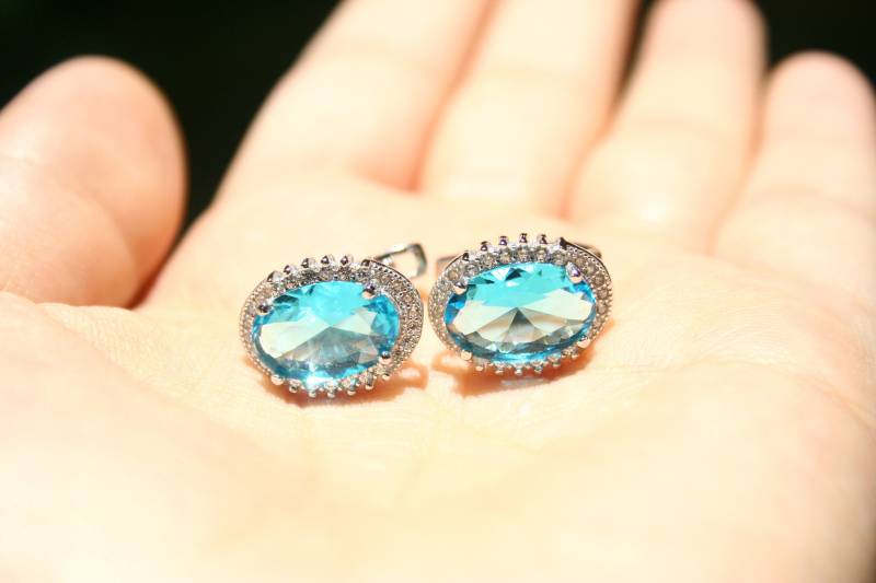 Silber Aquamarin Ohrringe | Hellblaue Braut Tropfen Blaue Helle Azoren von TZCJewelry