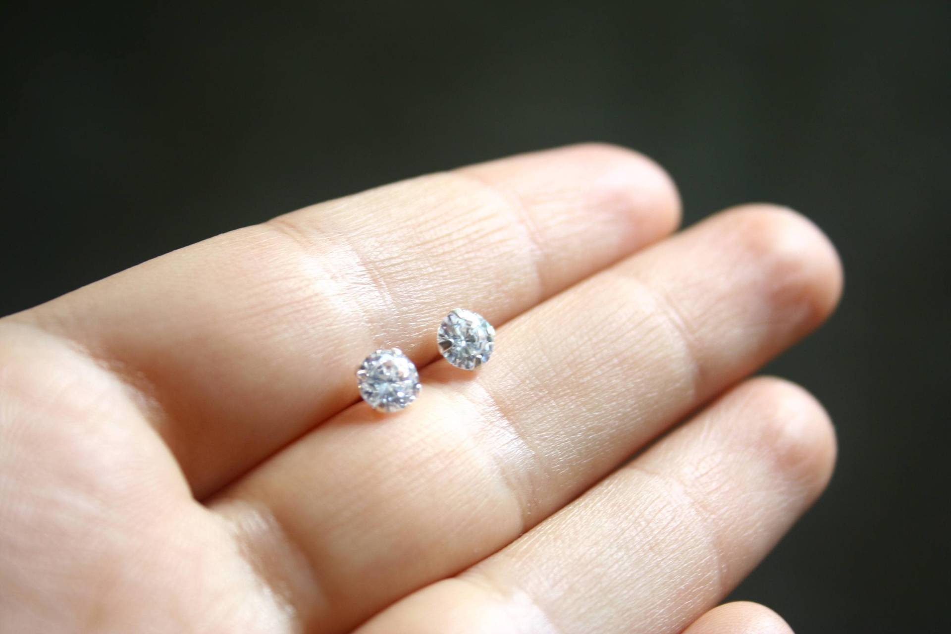 Solitaire Ohrringe, 5 Mm Zirkon Silber Sterling Ohrringe von TZCJewelry