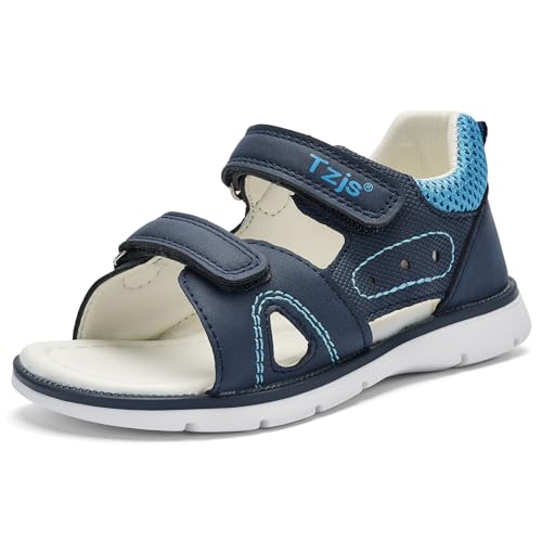 TZJS Jungen Sandalen Kinder Mode Offene Zehe Sommer Sandalen Outdoor Bequeme Strandschuhe (Marineblau 26) von TZJS