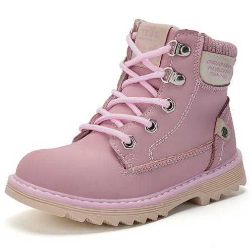 TZJS Kinder Wanderschuhe Jungen Mädchen Bequem Trekking Wanderstiefel,Anti-Rutsch und leicht, schützt Knöchel und Zehen.Schnürband und seitlicher Reißverschluss Design.27-35EU(rosa 31) von TZJS