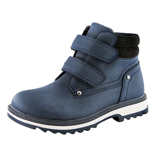 TZJS Unisex Kinder Klassische Stiefel für Jungen Mädchen Baby Winterstiefel Mit Klettverschluss Wasserdicht Stiefeletten Schneestiefel Arbeitsstiefel Herbstschuhe Winterschuhe(Marine, Numeric_25) von TZJS