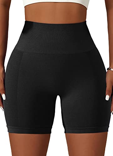 TZLDN Damen Scrunch Butt Sportshorts - Push Up High Waist Booty Biker Yoga Fitness Gym Shorts Workout Radlerhosen Tights Laufhosen #1 Schwarz L von TZLDN