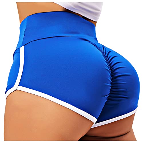 TZLDN Damen Scrunch Kurze Leggings - Push Up Delphin Shorts Tights Laufhosen für Sport Yoga Fitness Radfahren Workout B06 Blau XL von TZLDN