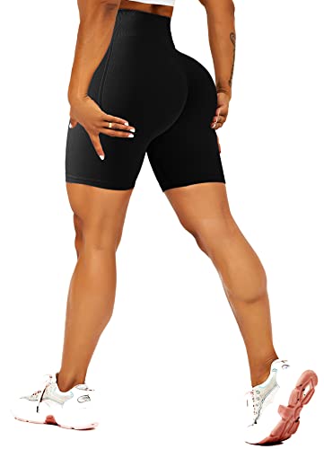 TZLDN Radlerhose Damen V High Waist Push Up Shape Scrunch Butt Sporthose Kurz Sport Gym Shorts Kurze Leggings Laufhose #0-Shorts Schwarz M von TZLDN