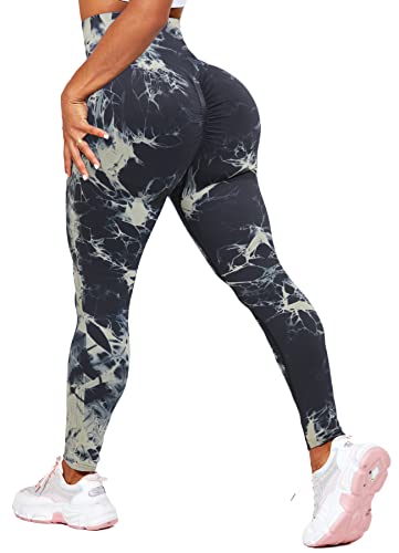 TZLDN Damen Scrunch Leggings - Push Up High Waist Leggins Slim Fit Booty Tights Laufhose für Sport Yoga Fitness Gym Workout #0 Schwarz XS von TZLDN