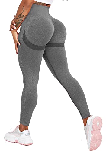 TZLDN Damen Scrunch Leggings - Push Up High Waist Leggins Slim Fit Booty Tights Laufhose für Sport Yoga Fitness Gym Workout A01 Grau M von TZLDN