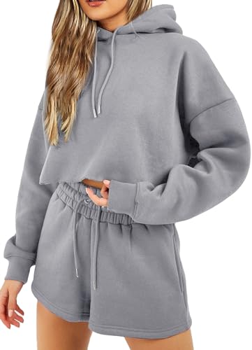 TZLDN Damen Y2k Zip Up Hoodie mit Reißverschluss Oversize Pullover Crop Sweatshirt ohne Kapuze Stehkragen Pulli Langarm Elegant Shirts #3 Grau M von TZLDN