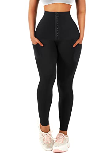 TZLDN Sport Leggings Damen High Waist - Dehnbare Leggins Sporthose Damen mit Bauchkontrolle Blickdicht Po Push Up Booty Leggins Elastische Yogahose für Fitness Gym Workout Alltag B01 Schwarz L von TZLDN