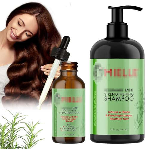 Rosmarin Shampoo Rosmarinöl Haare Rosmarin Shampoo Damen 335ml und 59ml Rosmarin Oil Shampoo Haare Shampoo Damen Locken Veganes Rosmarin Shampoo für Frauen Männer von TZQFROCE
