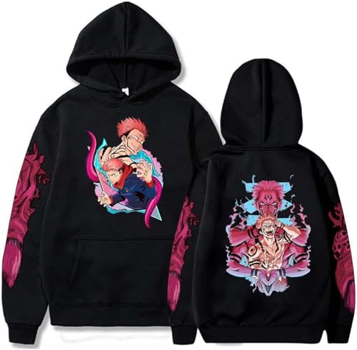 TZUFA Herren- Und Damen-Anime-Hoodies Ju_ju.Tsu K.ai_sen Bedrucktes Pullover-Sweatshirt Sat_oru Go.jo Lässiges Langärmeliges Kapuzen-Sweatshirt,XL,E von TZUFA