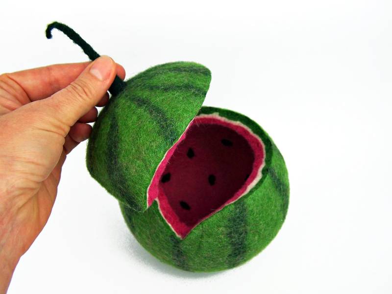 Gefilzte Schmuckschatulle Wassermelone. 100% Wolle von TaFiOLand