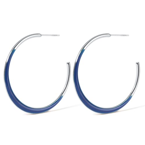 TaYolnFaSo Blaue Emaille C-förmige Ohrring für Frauen offene Edelstahl Ring Ohrring Schmuck Geschenk für Frau Mutter von TaYolnFaSo