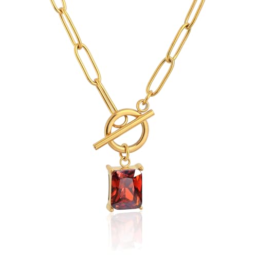 TaYolnFaSo Halskette mit Peridot-Anhänger im Smaragdschliff, Büroklammer-Kette, 29 Karat vergoldet, Büroklammer-Knebelverschluss, grüner Peridot-Schmuck, Geburtsstein für August, Geschenk für Frauen TaYolnFaSo Halskette mit Peridot-Anhänger im Smaragdschliff, Büroklammer-Kette, 29 Karat vergoldet, Büroklammer-Knebelverschluss, grüner Peridot-Schmuck, Geburtsstein für August, Geschenk für Frauen von TaYolnFaSo