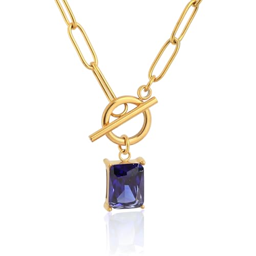 TaYolnFaSo Smaragd-Schnitt Tansanit Anhänger Paperclip Kette Halskette 18K vergoldet Schmuck Dezember Geburtsstein Geschenk für Frauen TaYolnFaSo Smaragd-Schnitt Tansanit Anhänger Paperclip Kette Halskette 18K vergoldet Schmuck Dezember Geburtsstein Geschenk für Frauen von TaYolnFaSo