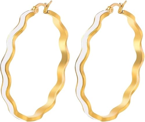 TaYolnFaSo Weiße Emaille Ring Ohrringe 18k vergoldet Leichtgewicht Kreis Ring Aussage Schmuck Geburtstagsgeschenk für Frauen von TaYolnFaSo