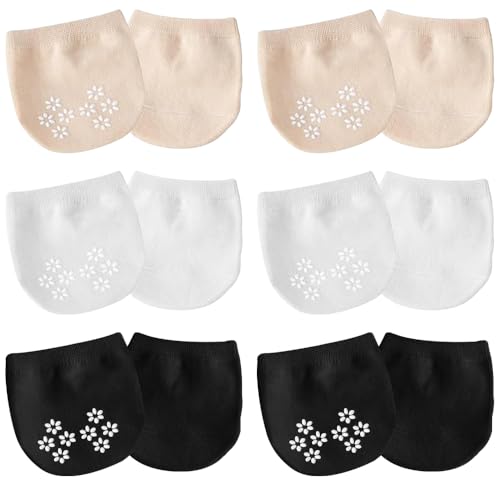 6 Paar Zehensocken Damen, Rutschfeste Vorfußsocken Silikon Atmungsaktive Halbe Socken Halbsocken Baumwolle Füsslinge Unsichtbare Rutschfeste Socken für High Heels Ballett von Taasmoog