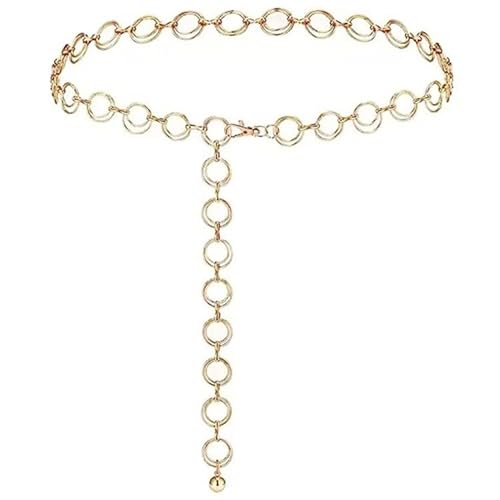 Taasmoog Damen Metall Kettengürtel, Mode Taillengürtel Silber Ketten-Gürtel Einstellbar Taillenkette Lang Hüftkette Taille Gürtel für Kleider von Taasmoog