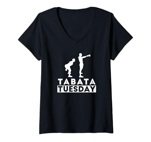 Damen Tabata Tuesday für einen HIIT-Fitness-Workout-Liebhaber T-Shirt mit V-Ausschnitt Damen Tabata Tuesday für einen HIIT-Fitness-Workout-Liebhaber T-Shirt mit V-Ausschnitt von Tabata Apparel