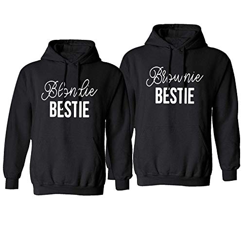 Best Friend Hoodie BFF Pullover Sweatshirt für Mädchen Schwarz Weiß Blondie Brownie Pulli 1 Stück, Schwarz-Brownie, S von Tabiekacl
