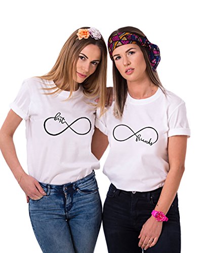 Best Friend T-Shirt für Mädchen BFF Sister Shirt Damen Sommer Oberteil BFF Geschenk 1 Stück, Weiß-Best, Gr.S von Tabiekacl