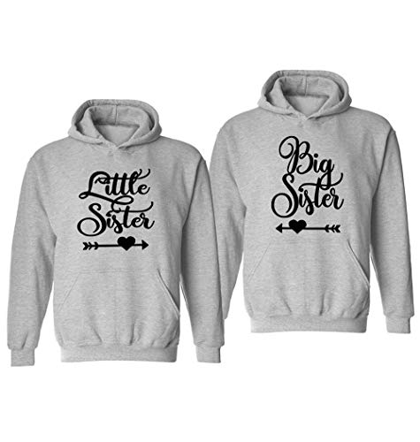 Tabiekacl Best Friends Pullover Beste Freunde Sweatshirt für Mädchen Schwarz Weiß Sister Hoodie Pulli 1 stück, Grau-Big, L von Tabiekacl