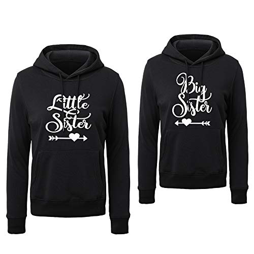 Best Friends Pullover Beste Freunde Sweatshirt für Mädchen Schwarz Weiß Sister Hoodie Pulli 1 stück, Schwarz-Big, L von Tabiekacl