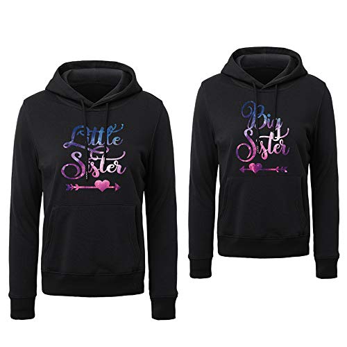 Best Friends Pullover Beste Freunde Sweatshirt für Mädchen Schwarz Weiß Sister Hoodie Pulli 1 stück, Sky-Schwarz-Big, XXL von Tabiekacl