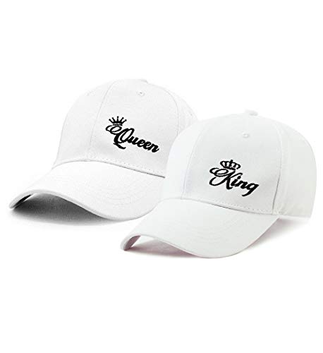 King Queen Baseball Cap Unisex Partner Caps Set Snapback Cap Damen Herren Kappe Hip-Hop Hüte 2 Stück (Weiß) von Tabiekacl
