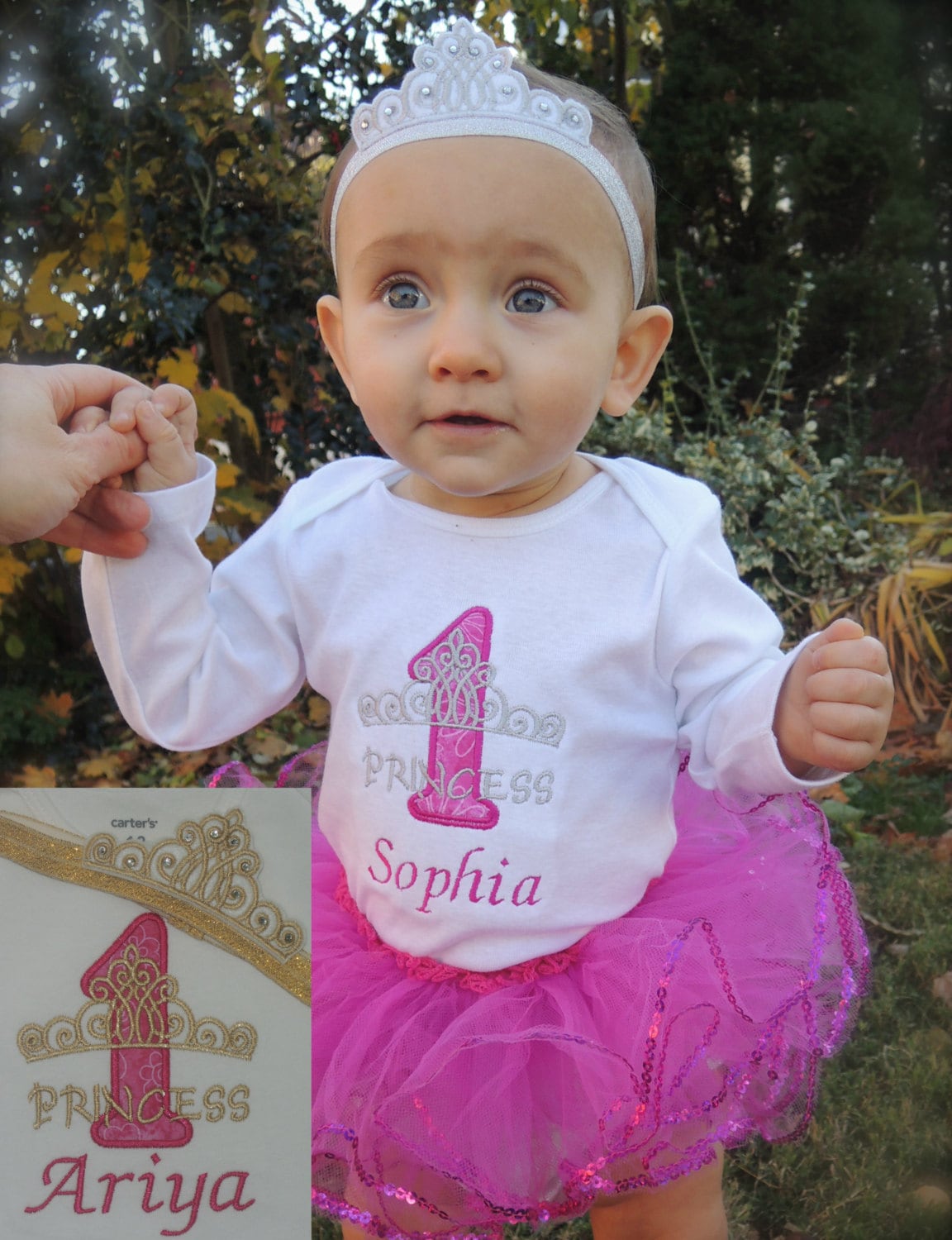 Personalisierte Prinzessin Baby Mädchen Ersten Geburtstag Tiara Body Tutu Set 1. | 2. Auch Erhältlich von Tabitha942