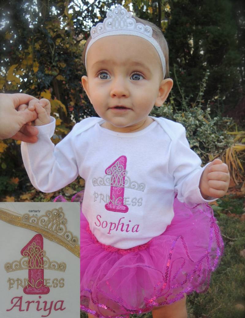 Personalisierte Prinzessin Baby Mädchen Ersten Geburtstag Tiara Body Tutu Set 1. | 2. Auch Erhältlich von Tabitha942