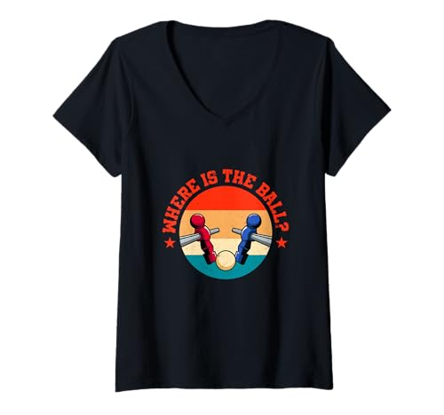 Damen Wo ist der Ball? T-Shirt mit V-Ausschnitt Damen Wo ist der Ball? T-Shirt mit V-Ausschnitt von Table Football Funny Foosball Joke