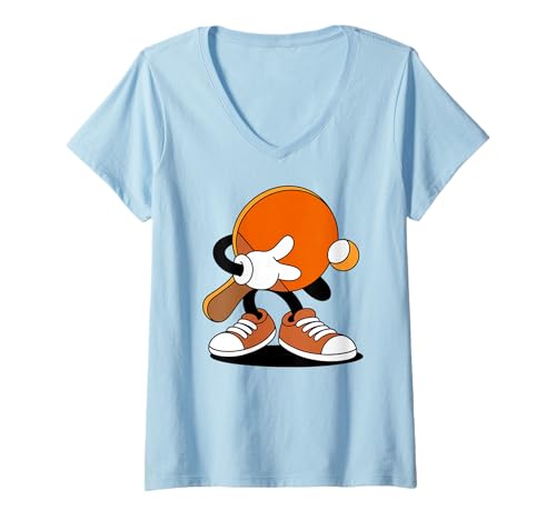 Damen Lustige Tischtennis-Cartoon T-Shirt mit V-Ausschnitt Damen Lustige Tischtennis-Cartoon T-Shirt mit V-Ausschnitt von Table Tennis Humor Table Tennis Comic