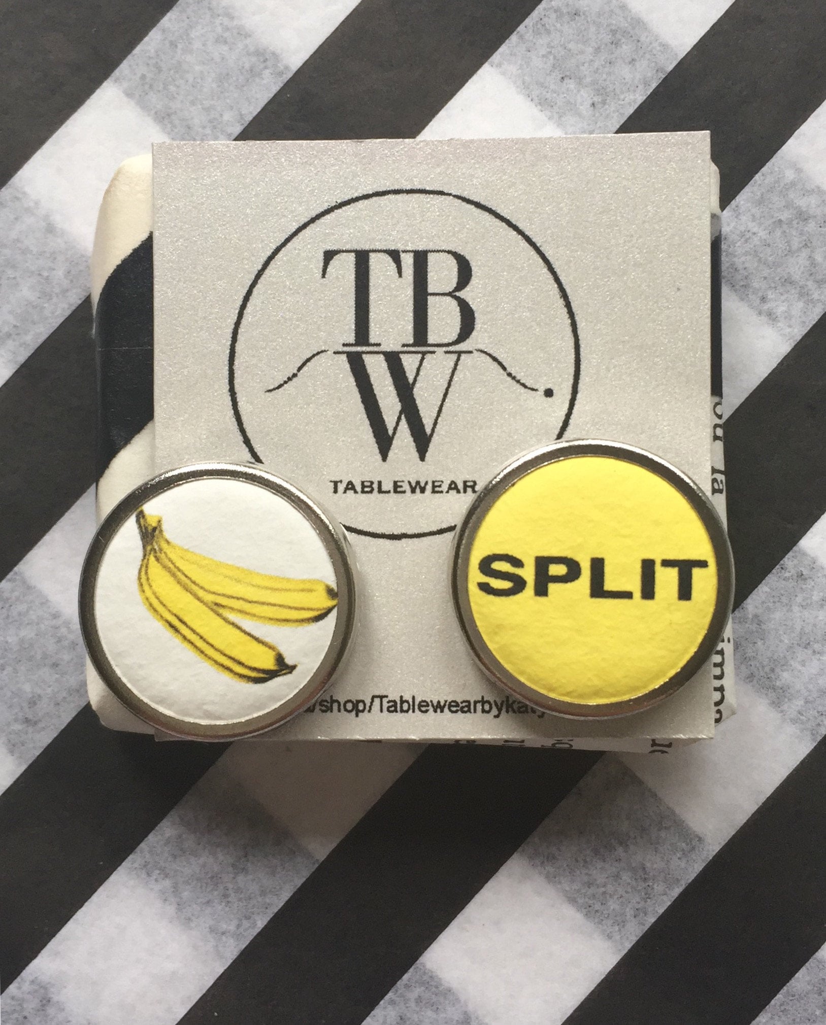 Boucle D'oreille Colorée, Bijoux Bananen Teilen , Boucle Fruit Bijoux D'été Pop Art Fait Au Québec Tablewear von Tablewearbykatylemay