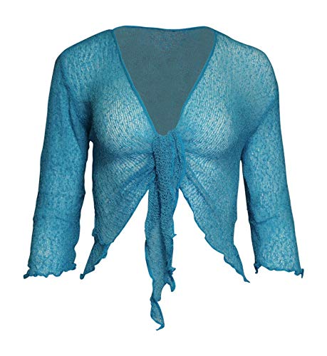 Bolero-Jacke, Strickware, schlicht, kurz, zum Schnüren, Blau One size von Taboo fashion clothing