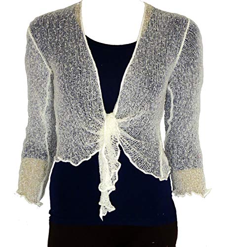 Bolero-Jacke, Strickware, schlicht, kurz, zum Schnüren, Elfenbein One size von Taboo fashion clothing