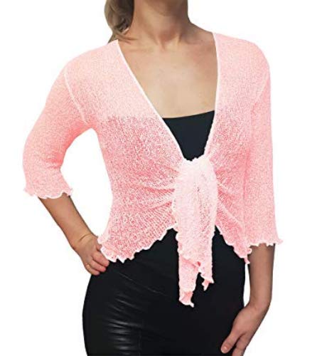 Bolero-Jacke, Strickware, schlicht, kurz, zum Schnüren, Pink One size von Taboo fashion clothing