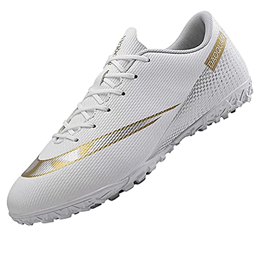 Tabrebull Herren Damen Fußballschuhe Kinder Jungen Mädchen Fußballschuhe Indoor Outdoor Athletic Turf Team Cleat Laufsport Anti-Rutsch-Dämpfungsschuhe White 33 von Tabrebull