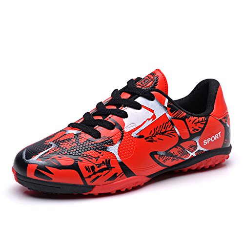 Tabrebull Kinder Fußballschuhe Herren Indoor Outdoor Fußballschuhe Athletic Turf Mundial Team Cleat Running Sports Leichte Atmungsaktive rutschfeste Dämpfungsschuhe Red 40 von Tabrebull