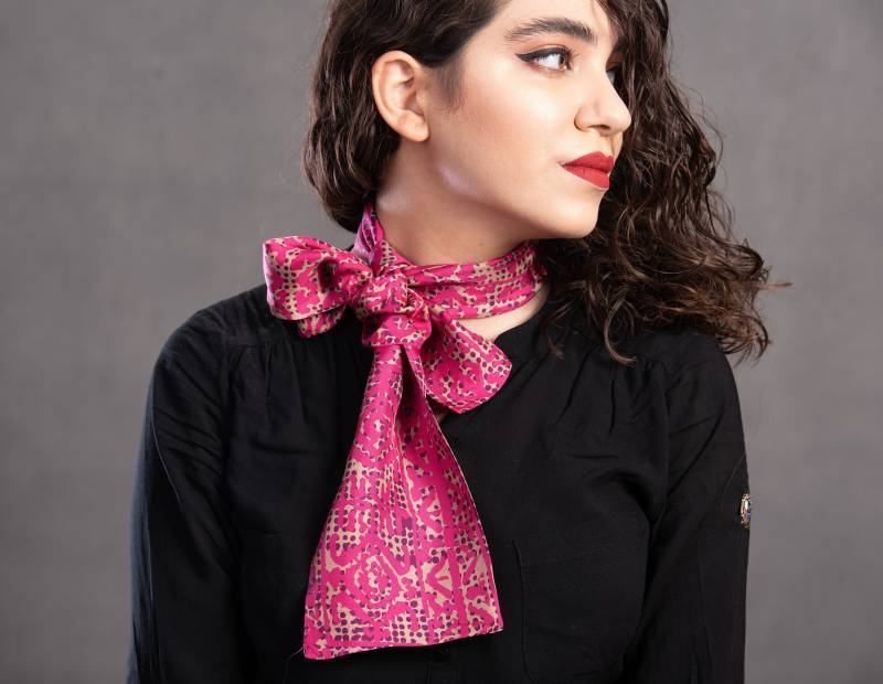 Handbedrucktes Haarband Aus Seide, Stirnband, Bandana, Batik Print von TabrizBazar