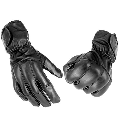 TacFirst SECURITY Quarzhandschuhe schnitthemmend Langversion H104 Echtleder, Lange Quarz-Sand Touchscreen Security Einsatzhandschuhe (Schwarz, S) von TacFirst