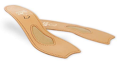 Tacco Exclusive 3/4 Leder Einlegesohlen, Zehenfrei – Premium Schuheinlagen aus Leder für Pumps, Heels und Freizeitschuhe – Damen und Herren Schuhsohlen mit Orthopädischer Mittelfußstütze (41 EUR) von Tacco Footcare