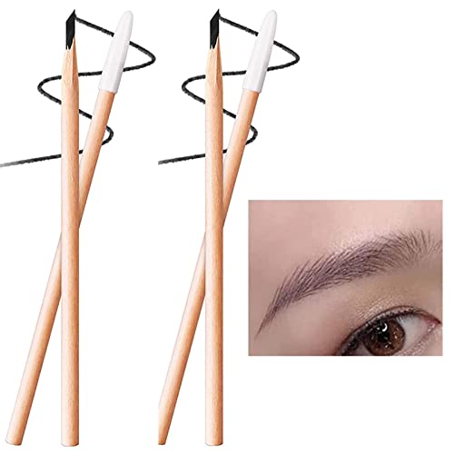 2/4 Stück wasserdichter Augenbrauenstift aus Holz, Augenbrauen-Styling-Werkzeug, langlebiger Augenbrauen-Eyeliner-Stift, hölzerner Macheten-Augenbrauenstift, wasserfester (Schwarz + Braun) von Tacery