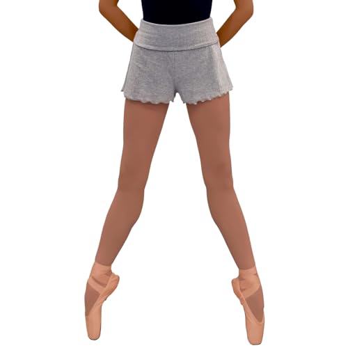 Tacherlia Tanz-Strick-Shorts, hohe Taille, elastische Sport-Shorts, GRAU, M Kurze Schlauch von Tacherlia