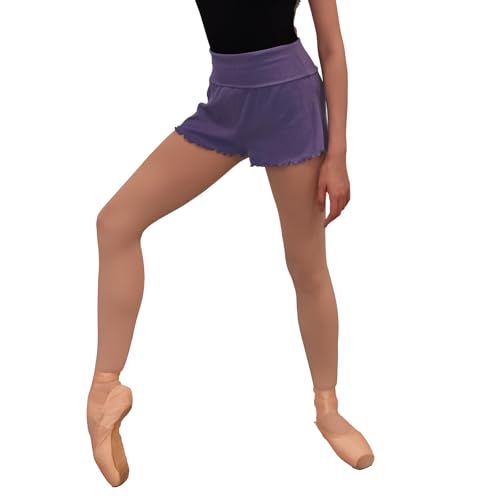 Tacherlia Tanz-Strick-Shorts, hohe Taille, elastische Sport-Shorts, Pflaume, M Kurze Schlauch von Tacherlia