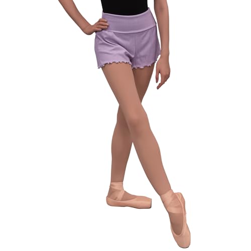 Tacherlia Tanz-Strick-Shorts, hohe Taille, elastische Sport-Shorts, fliederfarben / violett, M Kurze Schlauch von Tacherlia